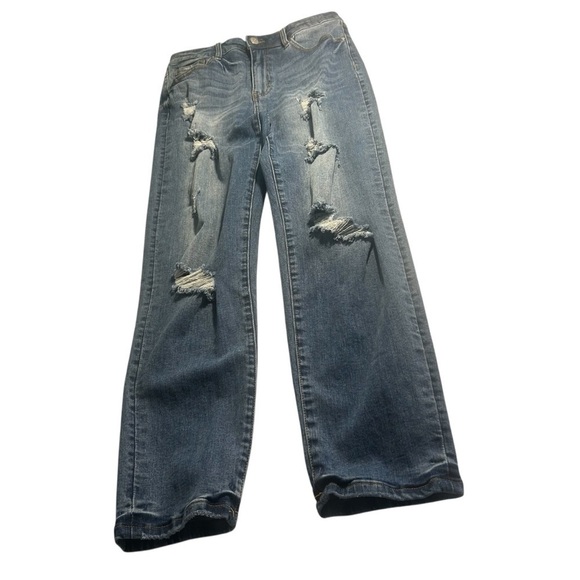 Insane Gene Denim - Insane Oene Distressed High Waist Straight Leg Jeans Sz 29
